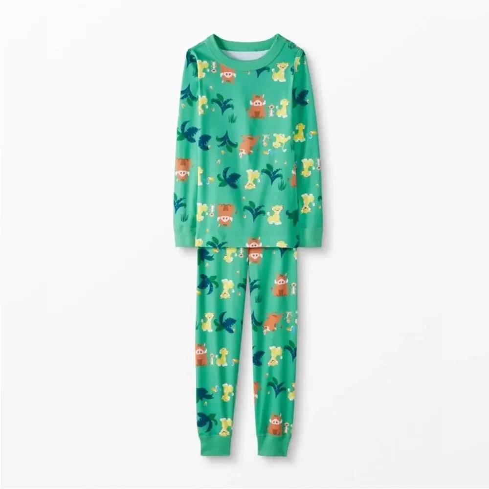 Hanna Andersson Green lion king Print Pajama Set